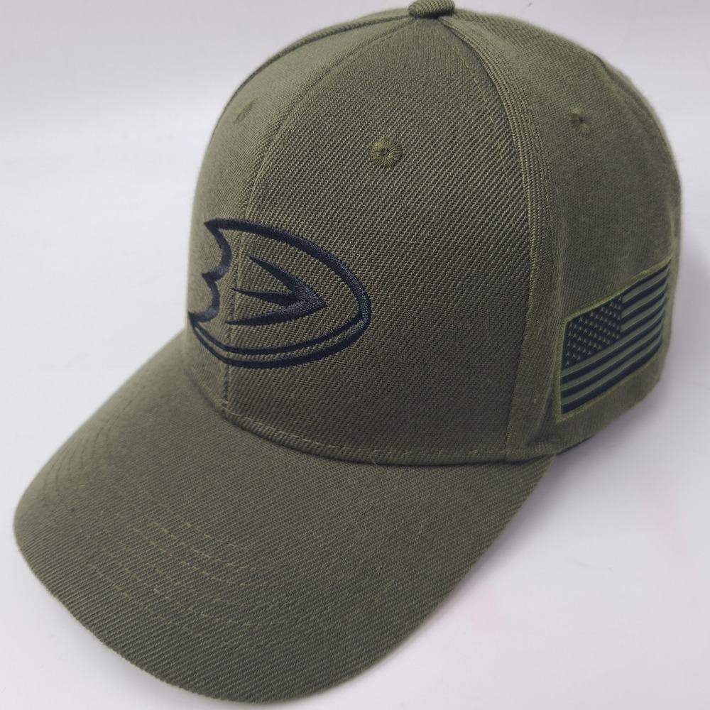 Anaheim Ducks Hat Snapback Green NHL Hockey American Flag USA Premier Bank SGA‎